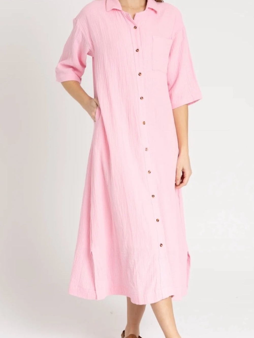 Dress Blank LIGHT BLUE Button-Front Shirt Dress